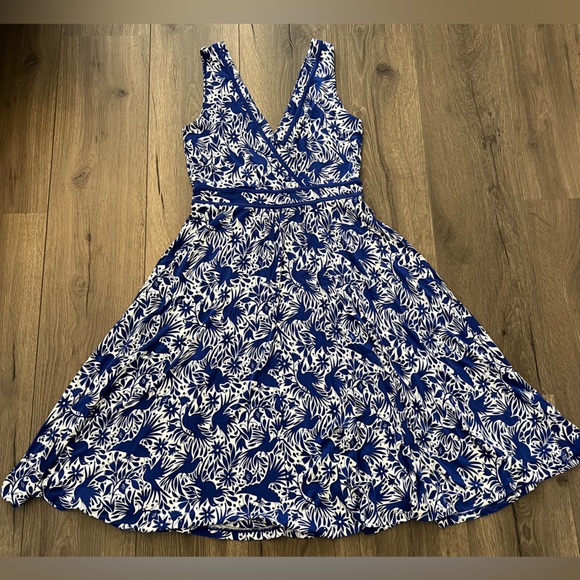 BODEN Lorna Jersey Dress Blue and White Pattern Size 6R - Picture 13 of 13